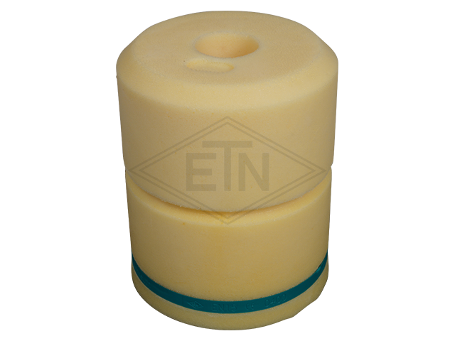 Liftbuffer EN 15, ø 125 x 150 mm, met foamed in rond perforated sheet en marking volgens EN 81-20/50 (lift directive 2014/33/EU)