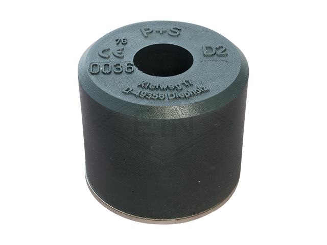 Liftbuffer D2, ø 100 x 80 mm, met staal plaat volgens EN 81-20/50 (lift directive 2014/33/EU)