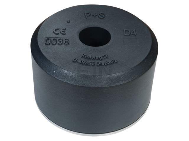 Liftbuffer D4, ø 140 x 80 mm, met staal plaat volgens EN 81-20/50 (lift directive 2014/33/EU)