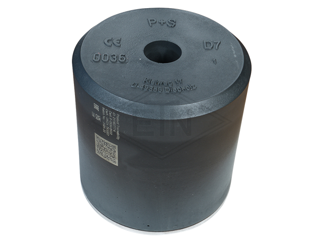 Liftbuffer D7, ø 165 x 160 mm, met staal plaat volgens EN 81-20/50 (lift directive 2014/33/EU)