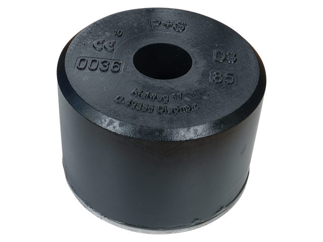 Liftbuffer D3-85, ø 125 x 80 mm, met staal plaat volgens EN 81-20/50 (lift directive 2014/33/EU)