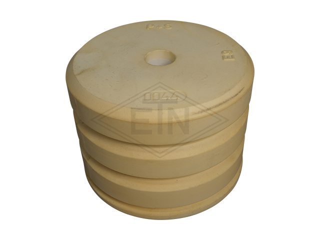 Liftbuffer T10/E9/Type B, ø 220 x 160 mm, met kunststof bush, volgens EN 81-1/2 zonder CE mark **Note: This liftbuffer may be used in elevators operating within de EU only as a spare pa...