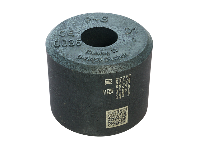 Liftbuffer D1, ø 100 x 80 mm, met staal inzetstuk volgens EN 81-20/50 (lift directive 2014/33/EU)