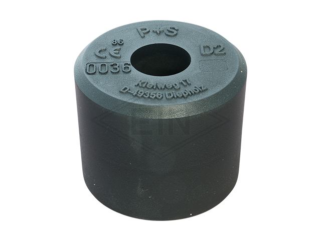 Liftbuffer D2, ø 100 x 80 mm, met staal inzetstuk volgens EN 81-20/50 (lift directive 2014/33/EU)