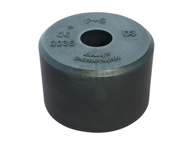 Liftbuffer D3, ø 125 x 80 mm, met staal inzetstuk volgens EN 81-20/50 (lift directive 2014/33/EU)