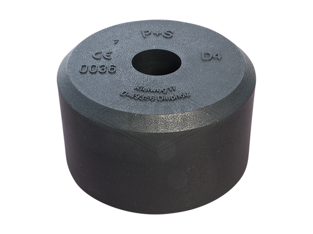 Liftbuffer D4, ø 140 x 80 mm, met staal inzetstuk volgens EN 81-20/50 (lift directive 2014/33/EU)
