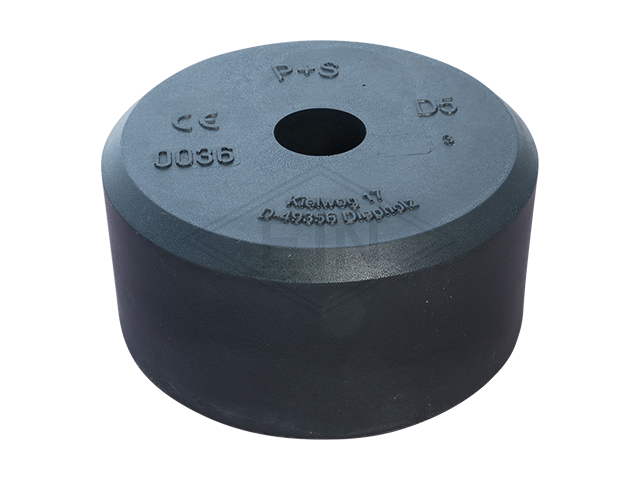 Liftbuffer D5, ø 165 x 80 mm, met staal inzetstuk according, tot EN 81-20/50 (lift directive 2014/33/EU)