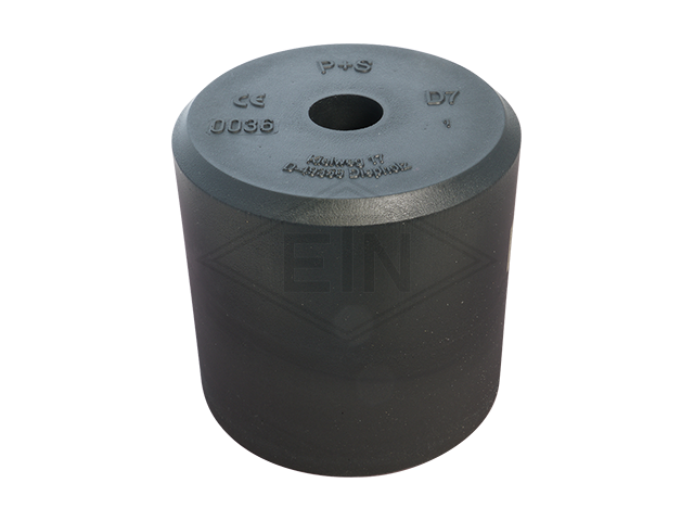 Liftbuffer D7, ø 165 x 160 mm, met staal inzetstuk volgens EN 81-20/50 (lift directive 2014/33/EU)