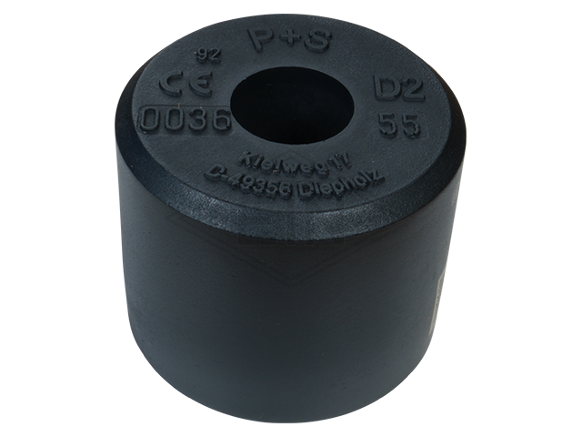 Liftbuffer D2-55, ø 100 x 80 mm, met staal inzetstuk volgens EN 81-20/50 (lift directive 2014/33/EU)