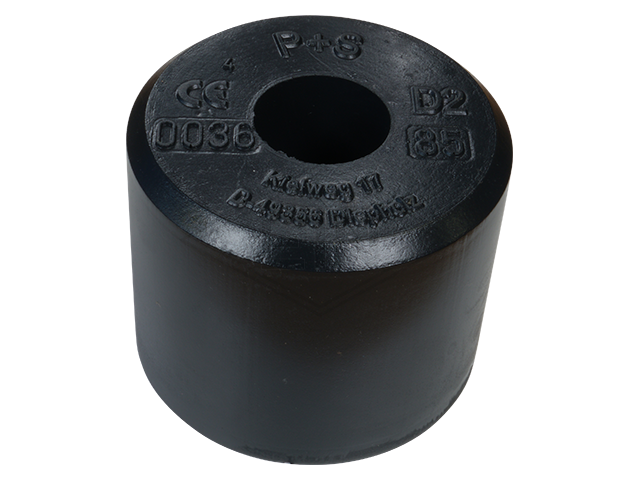 Liftbuffer D2-85, ø 100 x 80 mm, met staal inzetstuk volgens EN 81-20/50 (lift directive 2014/33/EU)
