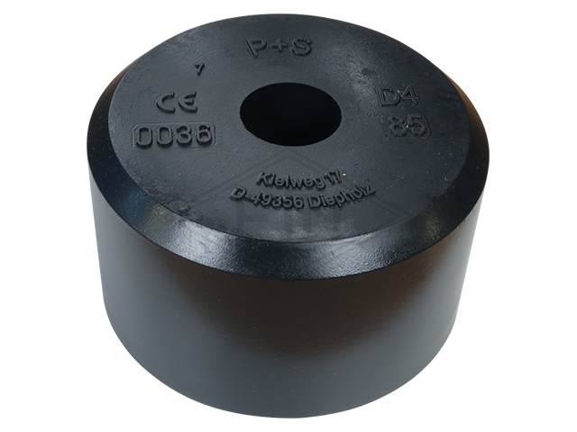 Liftbuffer D4-85, ø 140 x 80 mm, met staal inzetstuk volgens EN 81-20/50 (lift directive 2014/33/EU)