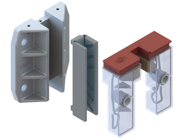 Geleideschoen HSM (N-TYPE) met railsmeerpot AK 10 - complete oplossing voor railbreedte 16 mm