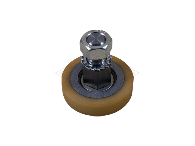 Rol VSL ø 80/M20 x 20 mm, VU 93°/steel-core, 1 x ball-bearing 6204 ZZ incl. excentrisch as M20 buiten schroefdraad