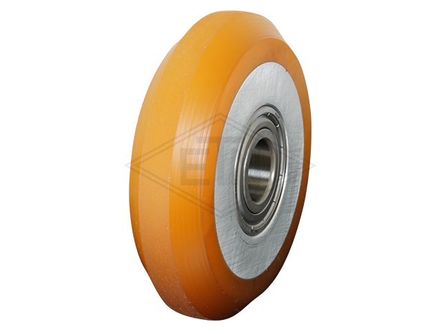 Rol VAL ø 100/20 x 25 mm, VU 80° / aluminium-core, crowned, chamfer on both sides (vervanging voor TRF 100)