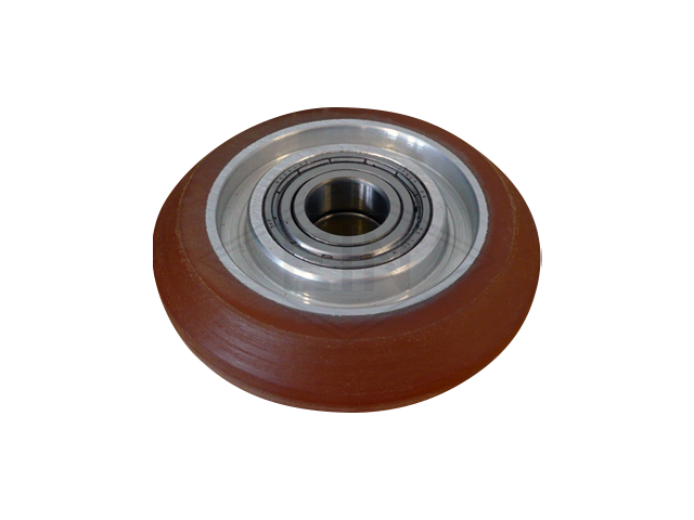 Rol VAL ø 100/20 x 25 mm, VU 80° / aluminium-core, crowned, chamfer on both sides (vervanging voor TRF 100)