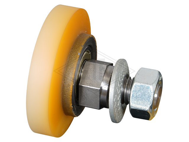Rol VSL ø 56/M12 x 18/10 mm VU 93°/ steel-core, excentric as M12 buiten schroefdraad en montage materiaal fits voor rolgeleider MAN GR2-2