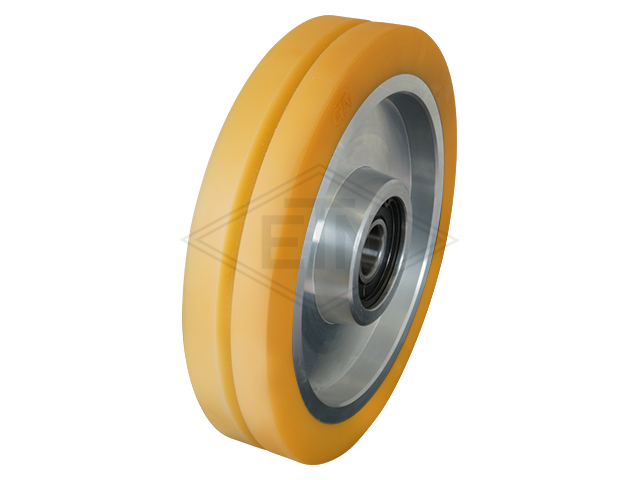 Rol VAL ø 180/20 x 40/35 mm VU 93° / aluminum-core, distance-ring, cilindrisch bekleding met groef breedte van de groef 6 mm