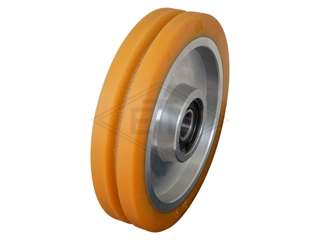 Rol VAL ø 180/20 x 40/35 mm VU 93° / aluminum-core, distance-ring, cilindrisch bekleding met groef breedte van de groef 10 mm
