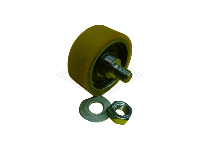 Rol VSL ø 62/M12 x 25 mm VU 93° / staal kern as centrisch M12 buiten schroefdraad incl. toothed ring en moer