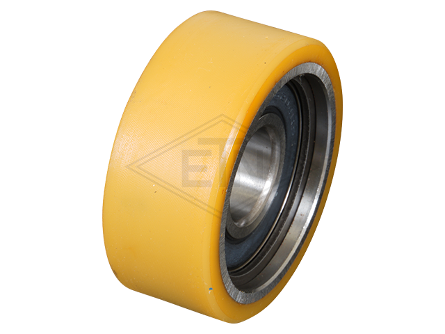 Rol VSL ø 62/M12 x 25 mm VU 93° / staal kern as centrisch M12 buiten schroefdraad incl. toothed ring en moer