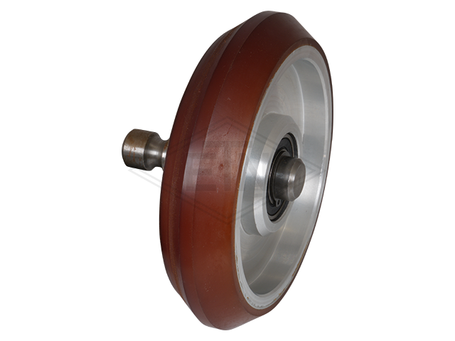 Rol VAL ø 125/17 x 28/5 mm, kern aluminium conical 28/5 mm, snap ring met as ø 24 x 74 mm