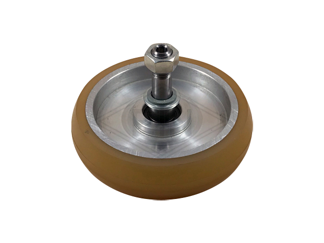 Rol VAL ø 150/17 x 38 mm, aluminium kern cromned mantle out van Vulkollan® VU 80° Shore A, borgring