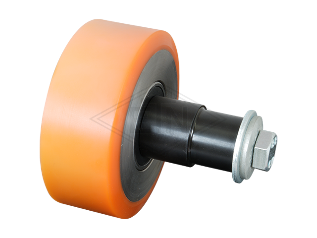 Rol VSL ø 98/M12 x 40 mm VU 93° / staal kern as M12 binnen schroefdraad incl. disc, toothed ring en zeskant schroef M12 x 25 mm