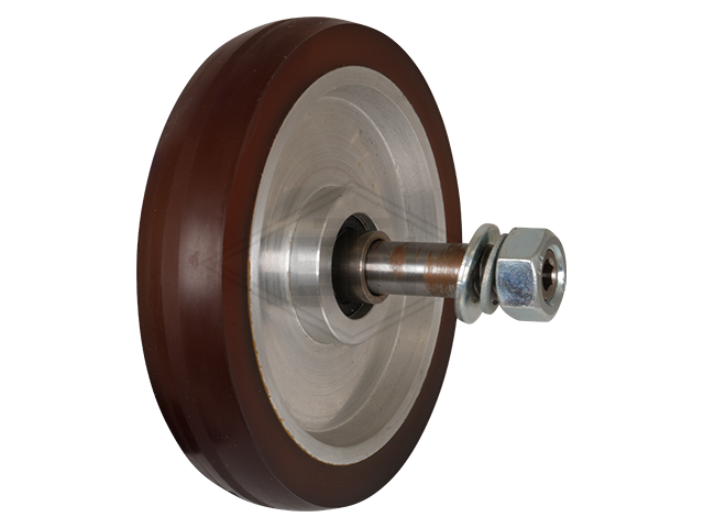 Rol VAL ø 150/M16 x 28 mm, aluminium kern met as M16 x 88,5 mm, hex moer M16, ring DIN 125