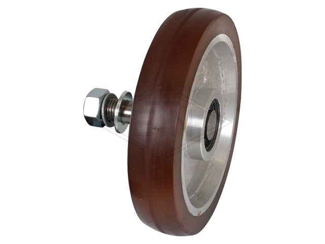 Rol VAL ø 150/M16 x 28 mm, aluminium kern met as M16 x 88,5 mm, hex moer M16, ring DIN 125