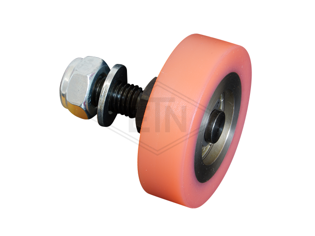 Rol VSL ø 50/M10 x 15 mm VU 93° / staal kern centrisch as M10 buiten schroefdraad ring en self-locking moer