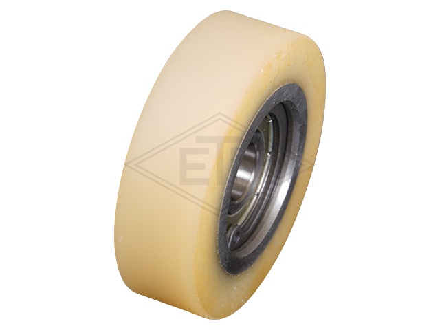 Rol VSL ø 50/M10 x 15 mm VU 93° / staal kern centrisch as M10 buiten schroefdraad ring en self-locking moer