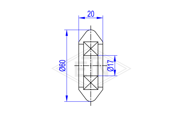 Deurrol VL ø 60/17 x 20 mm VU 96°