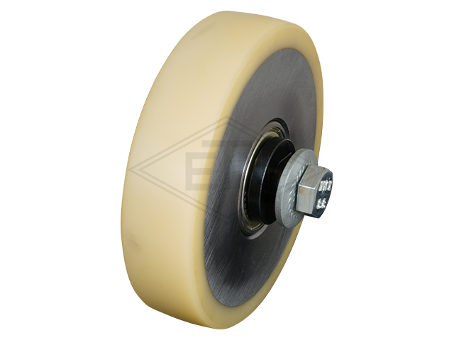 Rol VSL ø 125/20 x 30 mm VU 93°, staal kern incl. as en bevestiging materiaal FK4 zijdelings rol