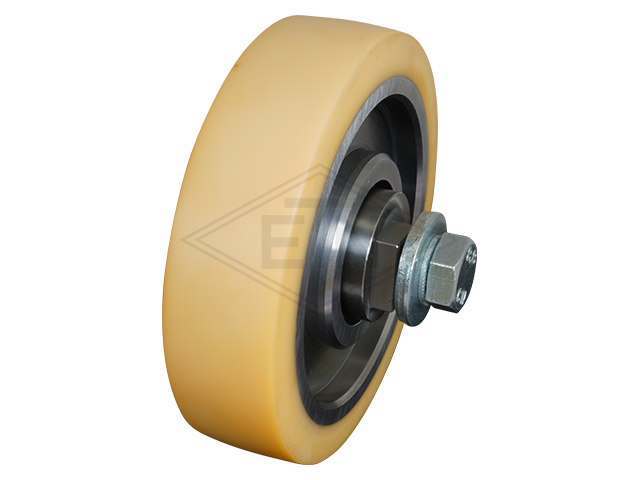 Rol VSL ø 150/30 x 40 mm, VU 93° / staal kern incl. as en bevestiging materiaal FK7 zijdelings rol