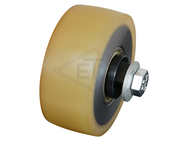 Rol VSL ø 100/20 x 40 mm VU 80°, staal kern incl. as en bevestiging materiaal FK3 (soft) zijdelings rol
