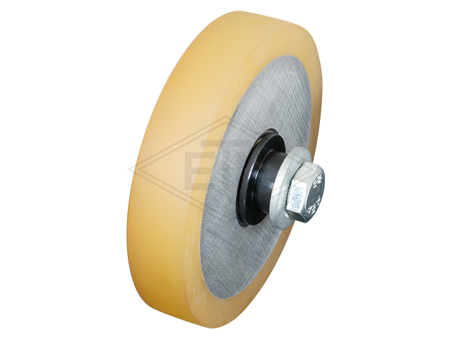 Rol VAL ø 100/15 x 20 mm VU 80°, rollen met aluminium kern incl. as FK 1+4 Al (soft) middle rol (Vervanging rol voor rolgeleider met 1 bar)