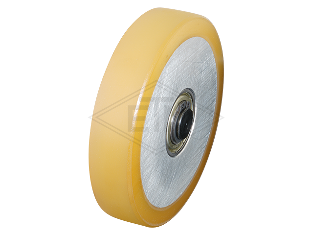 Rol VAL ø 100/15 x 20 mm VU 80°, rollen met aluminium kern incl. as FK 1+4 Al (soft) middle rol (Vervanging rol voor rolgeleider met 1 bar)