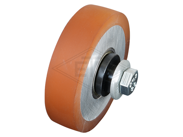 Rol VAL ø 100/20 x 25 mm VU 80°, rollen met aluminium kern incl. as en bevestiging materiaal FK1 Al-S (soft) zijdelings rol