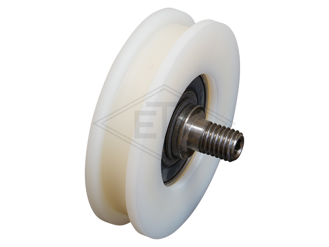 Deurrol PA6G ø 68/60/M10 x 17/10 mm, snap ring groef 10 mm, incl. excentrisch as M10 buiten schroefdraad