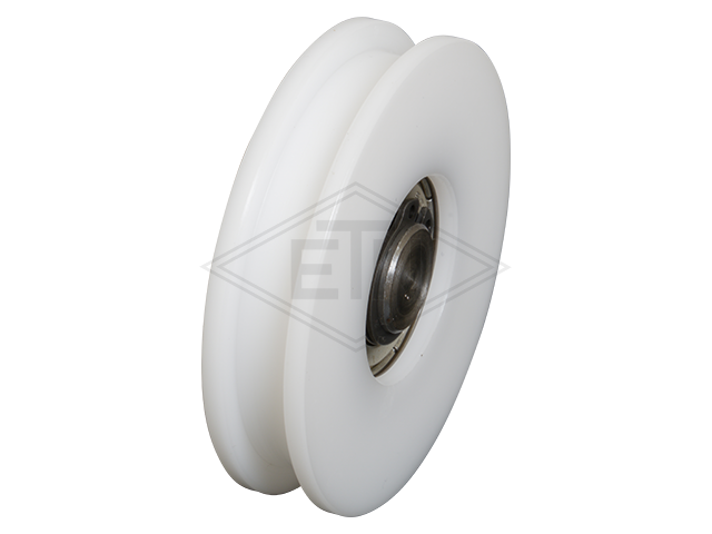 Kabelrol POM ø 65/57/15 x 14,5 mm, as centrisch M6, binnen schroefdraad