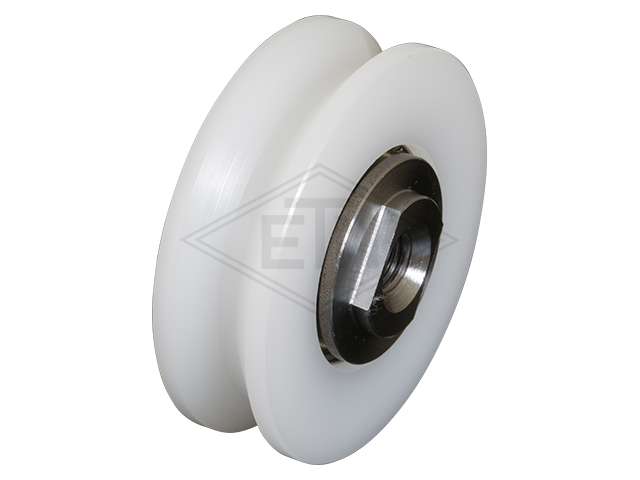 Deurrol POM ø 52/43/12 x 15,5 mm, as centrisch M8 binnen schroefdraad