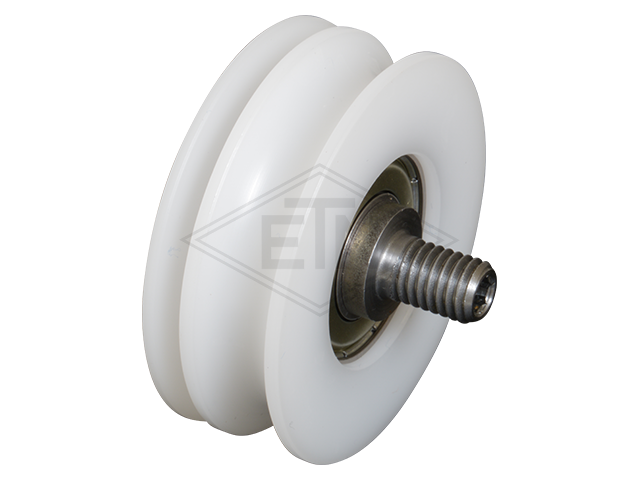 Deurrol PA6 ø 50/40/38/M8 x 18 mm, groef voor kabel as centrisch M8 buiten schroefdraad
