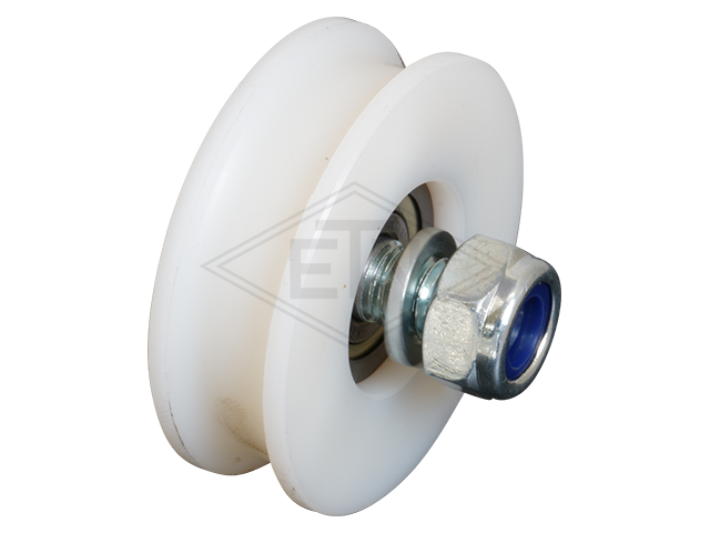 Deurrol POM ø 54/48/M10 x 17,5/12,5 mm, as centrisch M10 buiten schroefdraad distance-ring und moer DIN 985
