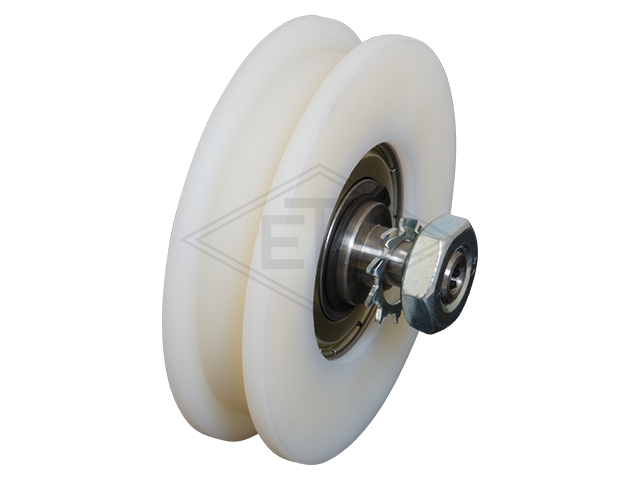 Deurrol PA6G ø 70/60/M10 x 17,5/10,2 mm, excentrisch as M10 buiten schroefdraad incl. toothed disc en moer