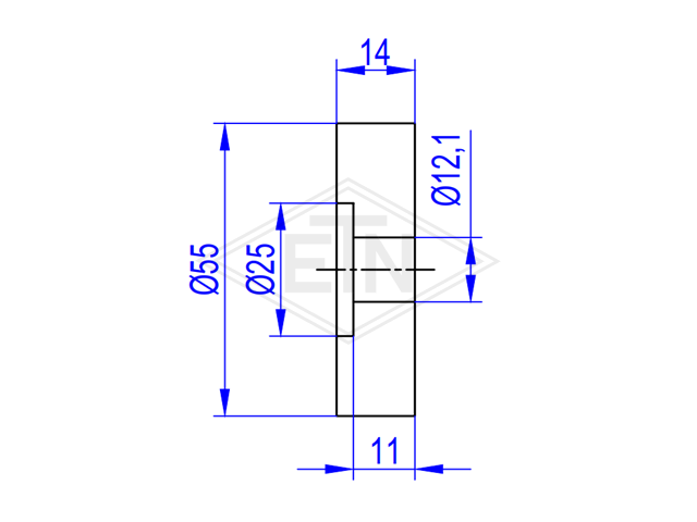 Rol voor deur lock switch PA6 ø 55/25/12,1 x 14/11 mm