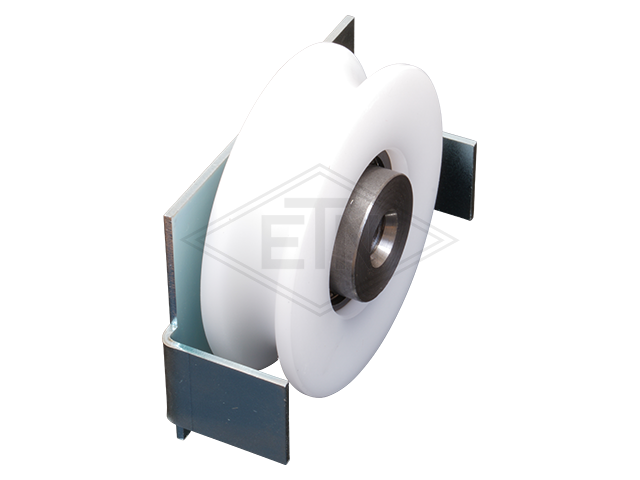 Deurrol PA6G ø 64/50/M10 x 18 mm, as centrisch M10 binnen schroefdraad retaining plaat verzinkt