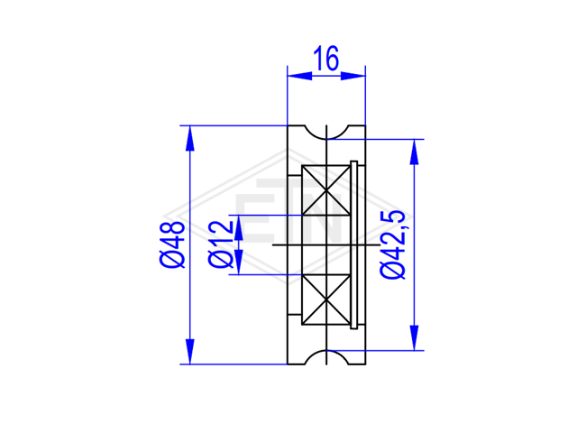 Deurrol PA6G ø 48/42,5/12 x 16 mm