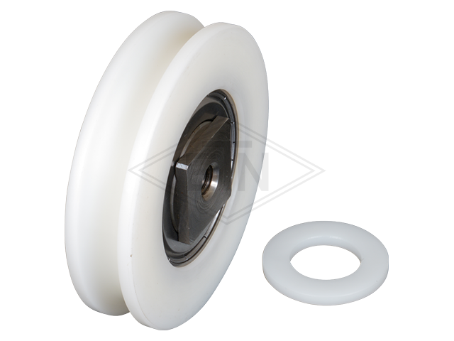 Deurrol POM ø 70/60/M8 x 16 mm, as centrisch M8 binnen schroefdraad POM-ring
