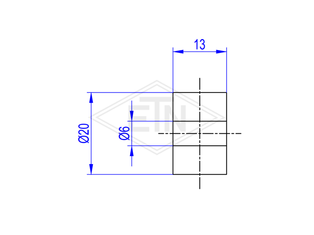 Rol PA6 ø 20/6 x 13 mm, zonder lager