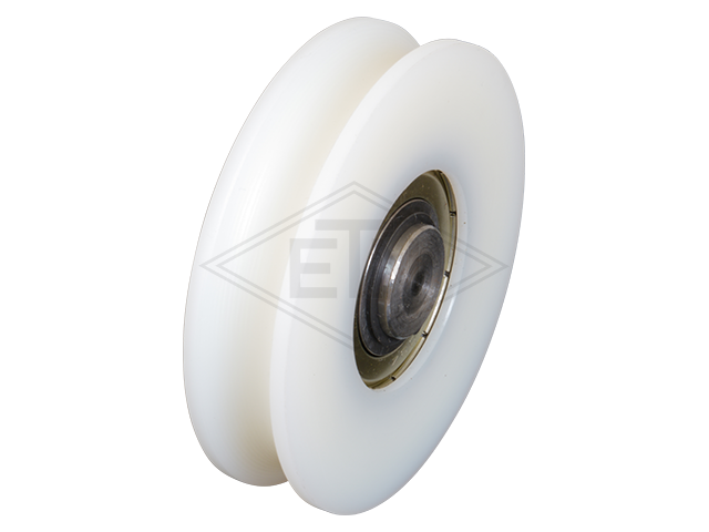 Deurrol PA6, diameter 70/60/17 x 16.5 mm, excentrisch as M10, toothed disc, flat hex moer M10